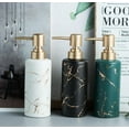 thumbnail image 4 of ABPETE Gold Soap Dispenser for Bathroom or Kitchen, Skinny Ceramic Lotion Bottle with Marble Pattern, Rust-Free Pump(Dark Green), 4 of 8