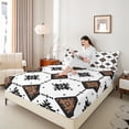 thumbnail image 3 of Manfei Western Bohemian Aztec Queen Sheet Sets for Female, Vintage Mandala Triangle Flat Sheet, White Brown Hippie Queen Fitted Sheet, Microfiber Bedroom Decor, 4pcs, 3 of 6