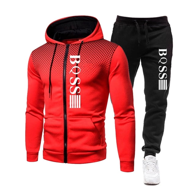 Conjuntos de ropa deportiva de moda para hombre, chándal cálido a prueba de viento para primavera y otoño, sudaderas con capucha y pantalones deportivos con cremallera estampadas a la moda para hombre