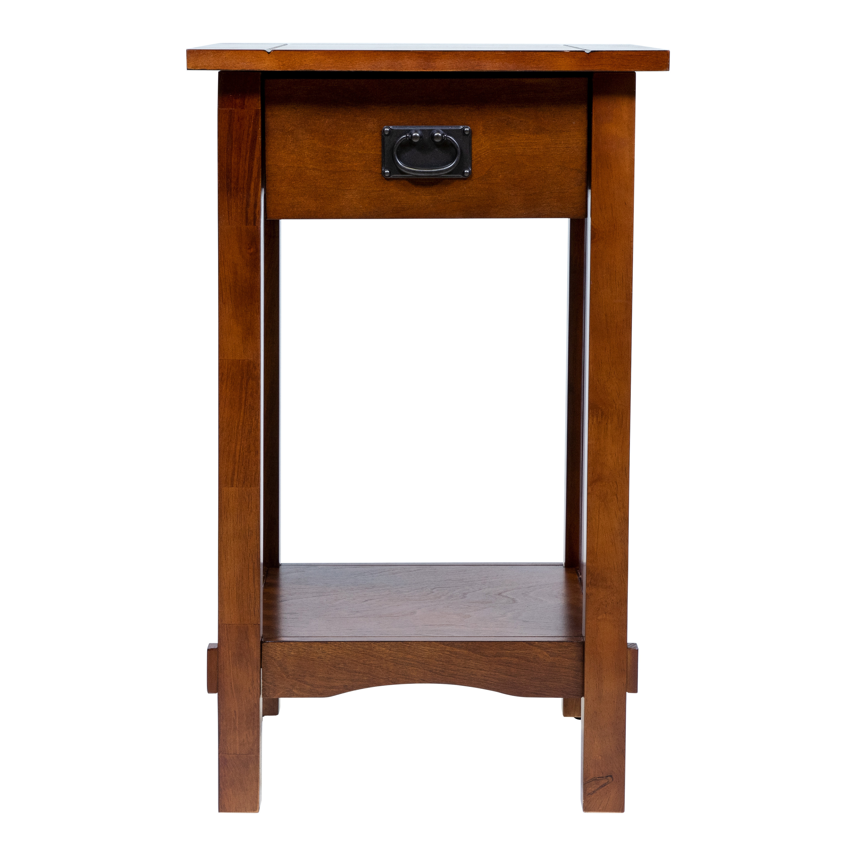 Furniture of America Doe 1-Drawer and 1-Shelf Wood Antique Oak End Table