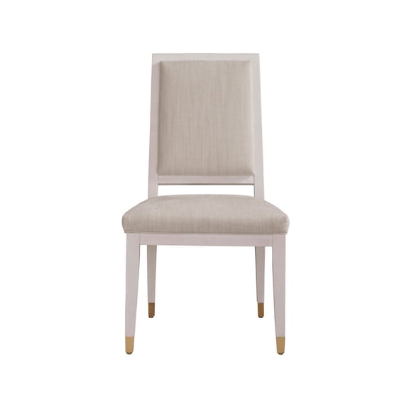 Set of 2 White Upholstered Dining Chairs with Alabaster Wood Frame