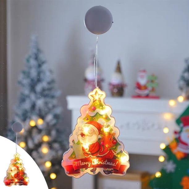 Añade Glamour Invernal con Luces Navideñas para Ventanas: Decoración con Forma de Muñeco de Nieve y Ventosas para El Hogar y La Tienda.