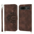 thumbnail image 3 of Feishell Cover for Google Pixel 6A, Women Crossbody Magnetic Flip Embossed Shoulder Strap & Credit Card Holder Phone Case with Strap PU Leather Case with Kickstand For Google Pixel 6A, Brown, 3 of 16