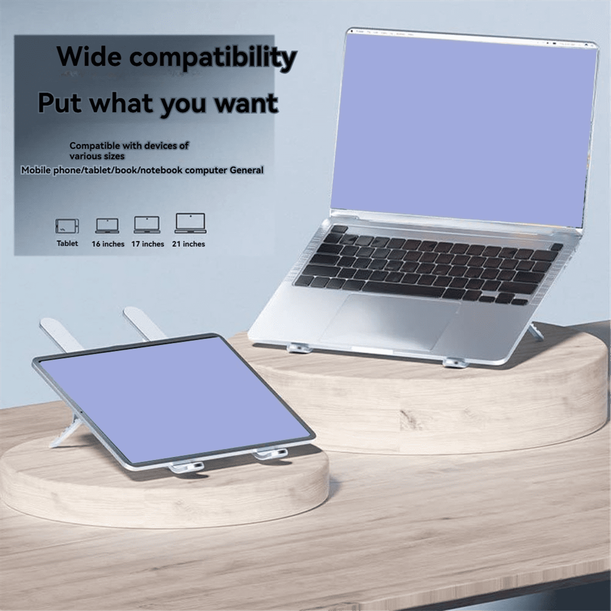 Foldable Laptop Stand with Cooling Fan, Cooler Pad for Tablet - Enhanced Support and Portable Design B Silver