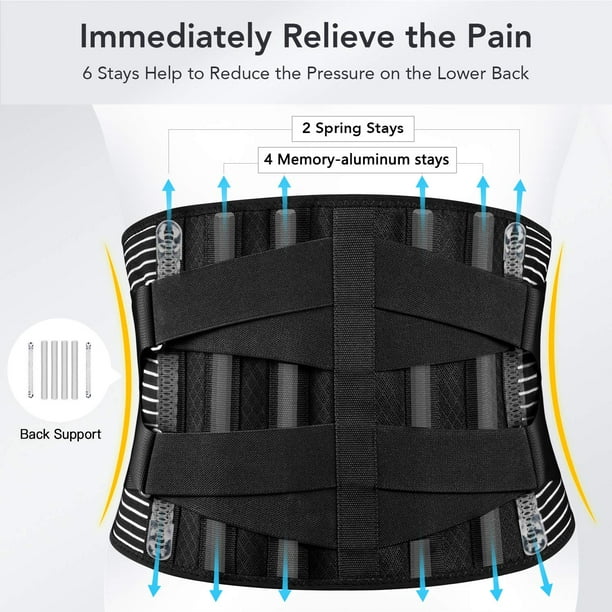Freetoo Back Braces for Lower Back Pain Relief with 6 Stays