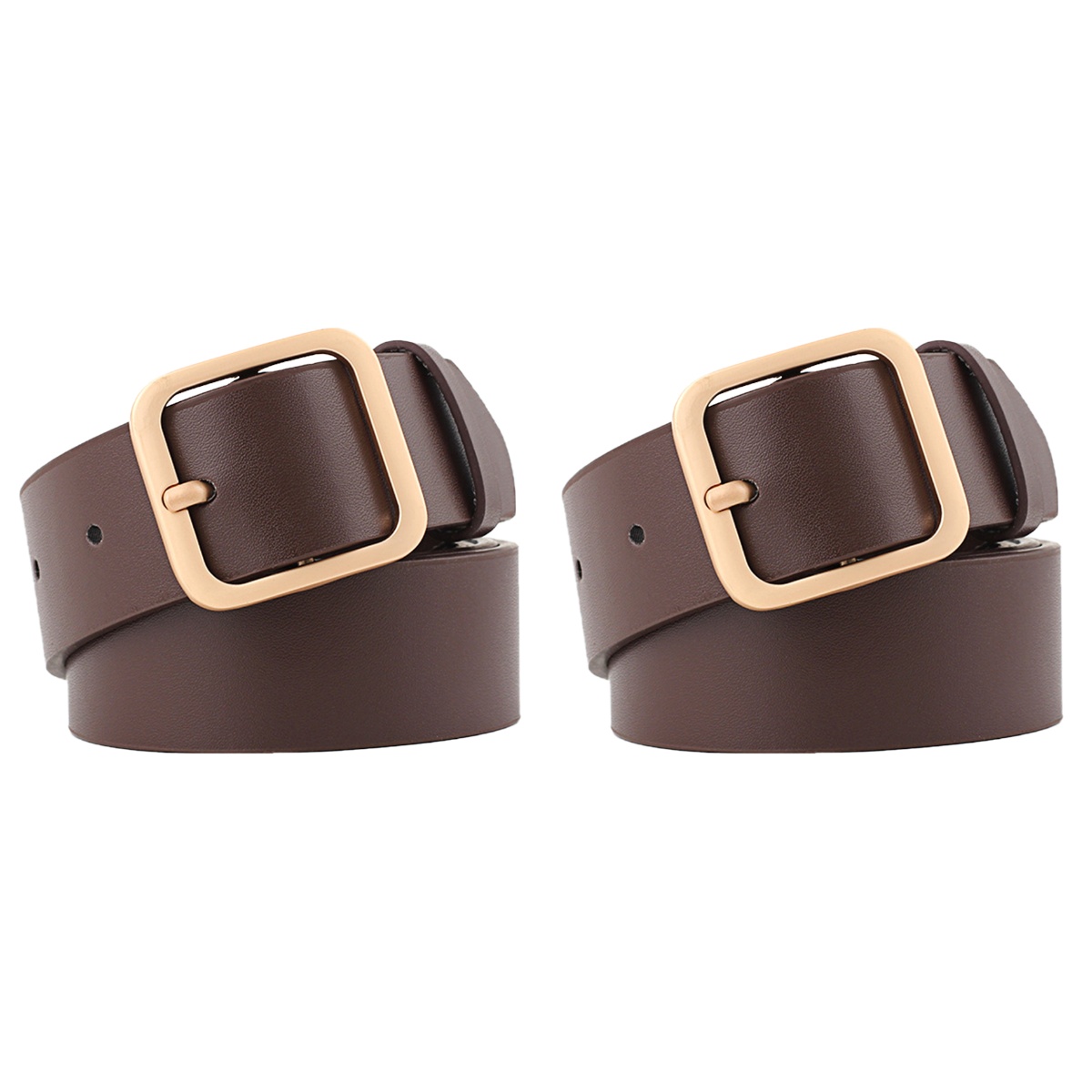 Neiman Marcus Genuine Brown Leather Women’s Belt Square Silver Tone Buckle | S Leather belt with square buckle Brown For Women | Maje main image 4
