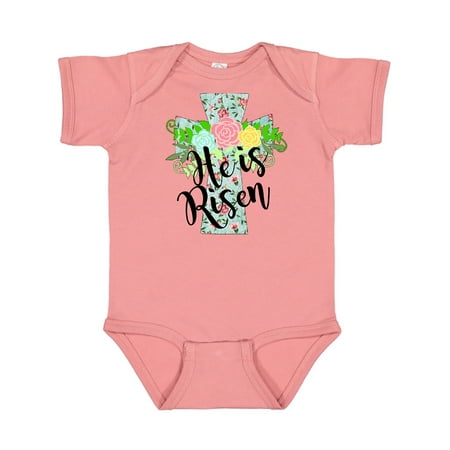 

Inktastic He Is Risen Floral Print Cross with Beautiful Flowers Gift Baby Boy or Baby Girl Bodysuit