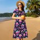 thumbnail image 4 of Disketp cartoon Skull rainbow space para Vestido de Manga Corta para Mujeres, Vestidos de Verano para Mujeres, Casual y Holgado para la Playa, 4 of 6