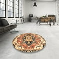 thumbnail image 4 of Ahgly Company Machine Washable Indoor Square Abstract Dark Sienna Brown Area Rugs, 7' Square, 4 of 7