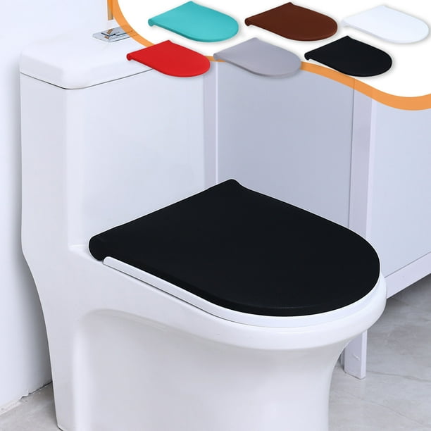 Funda Elástica para Tapa de Inodoro, Lavable y Suave | Se Adapta a Todas Las Tapas de Inodoro | Elástica, Suave y Cómoda | Poliéster Negro, 43 X 58 Cm | Uso General | 1 Unidad