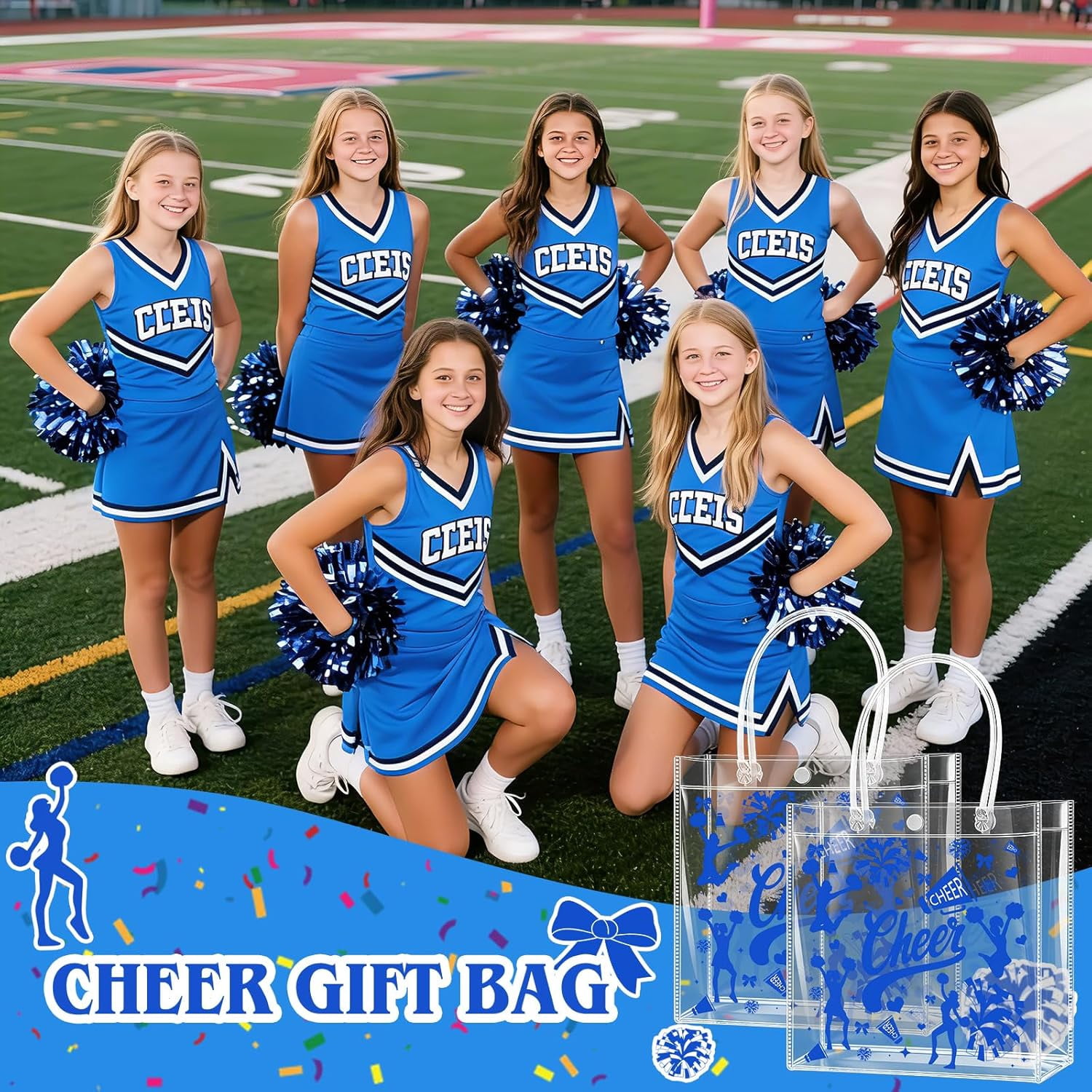 24 PCS Football Goodie Bags Double-Sided PVC Clear Bag Snack Candy Treat Gift Bags with Handle for Super Bowl Party Supplies Football Party Favors Birthday Holiday Decorations