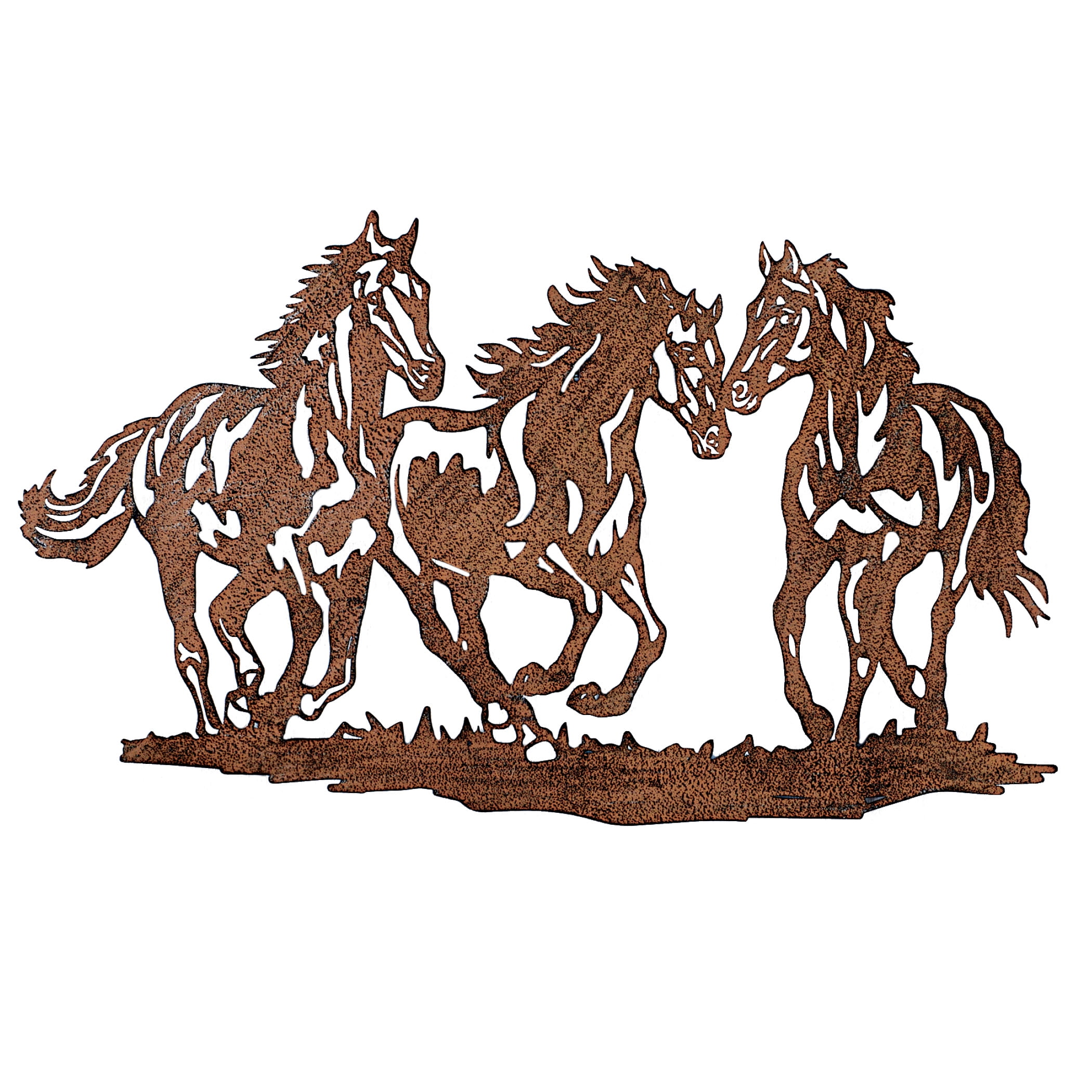 Galloping Wild Horse Trio Rustic Metal Wall Decoration Art for Home