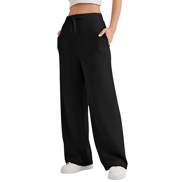 Pantalones Deportivos Holgados de Cintura Alta para Mujer, Color Negro, Talla M