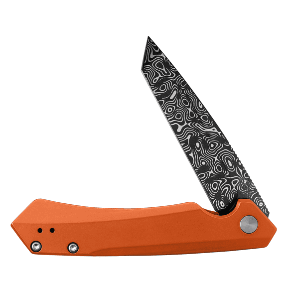 Case Kinzua Pocket Knife 3.36" Tanto Point CPM S35VN DLC Coat Blade Aluminum Handle Orange