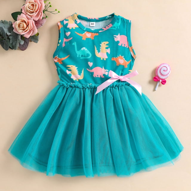 Product Classification Girls Dresses | Product Title Patchwork Sleeveless Baby Girls Bow Dinosaur Toddler Kids Dresses | Platform Competitor Title Dinosaur Baby Kids Toddler Dresses Patchwork