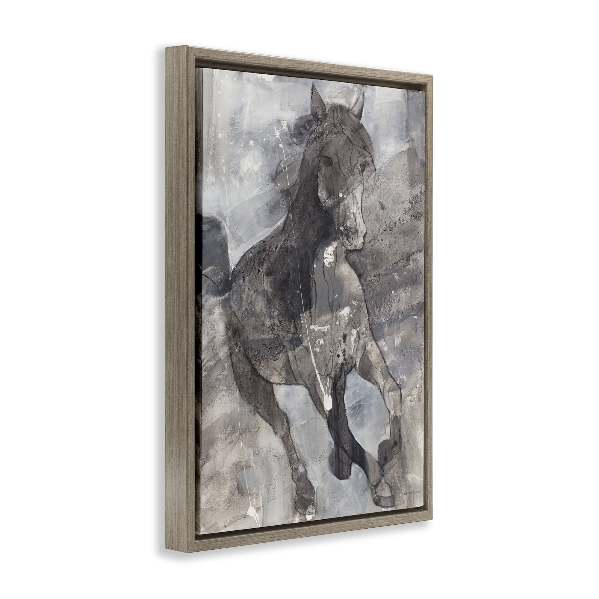 Stupell Industries Free Spirit Stallion Animals & Insects Painting Brown Floater Framed Canvas Art Print Wall Art, 17 x 25