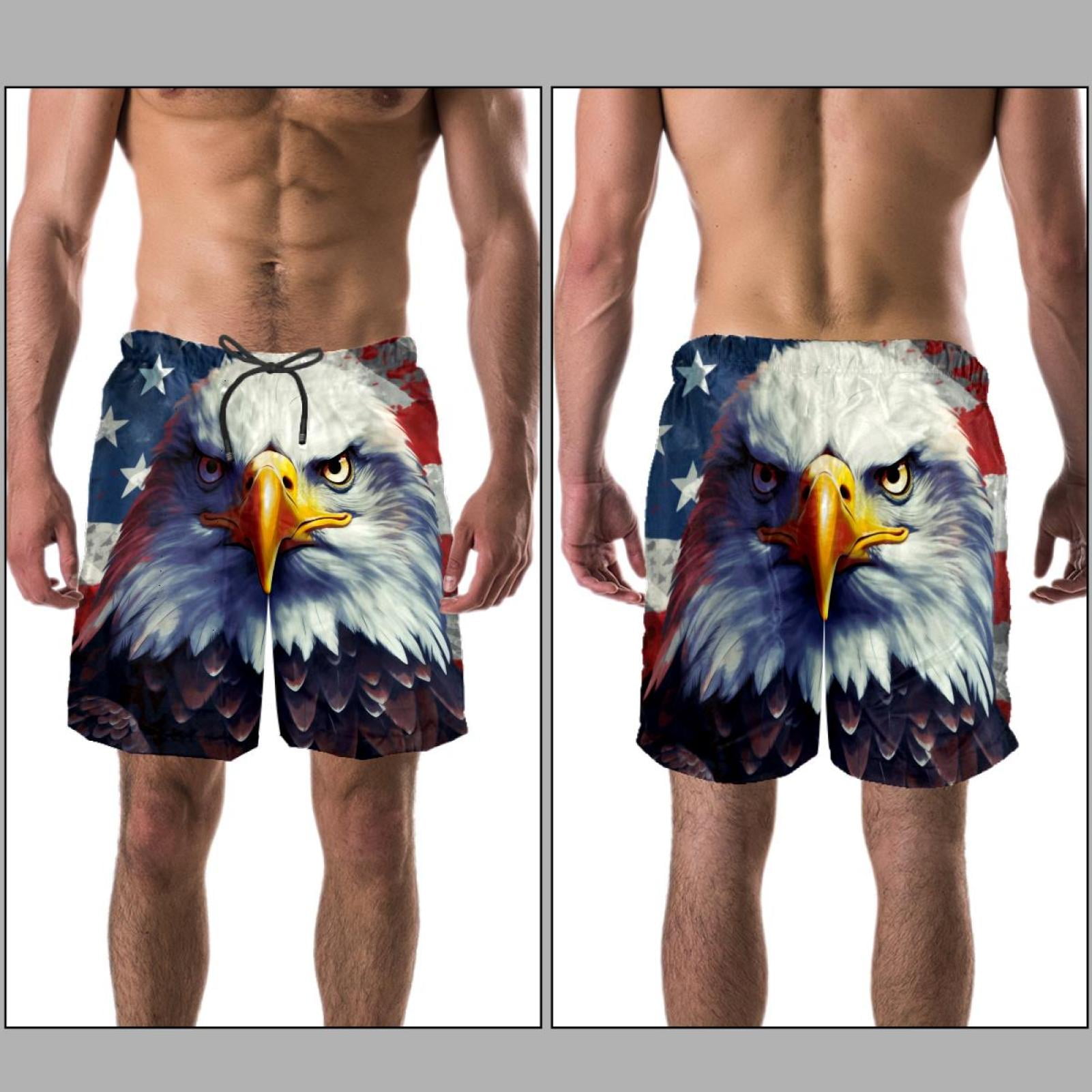 luoweisi Men's Beach Shorts Quick Dry Swim Trunks with Mesh Lining Eagle S