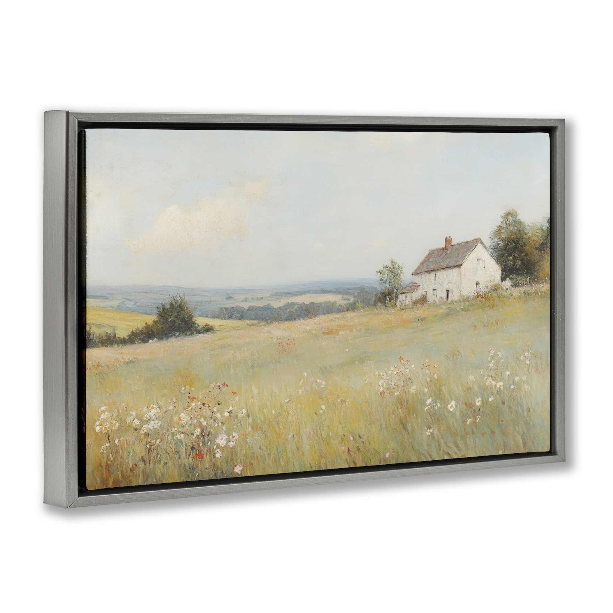 Stupell Industries Little House In The Prairie Gray Framed Floater Canvas Wall Art, design by Petal Prints Design