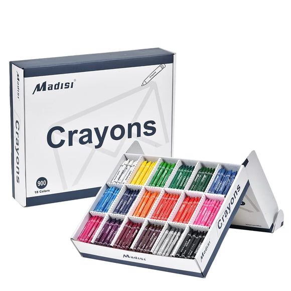 Paquete de crayones a granel Madisi, 900 unidades, 18 colores, tamaño regular