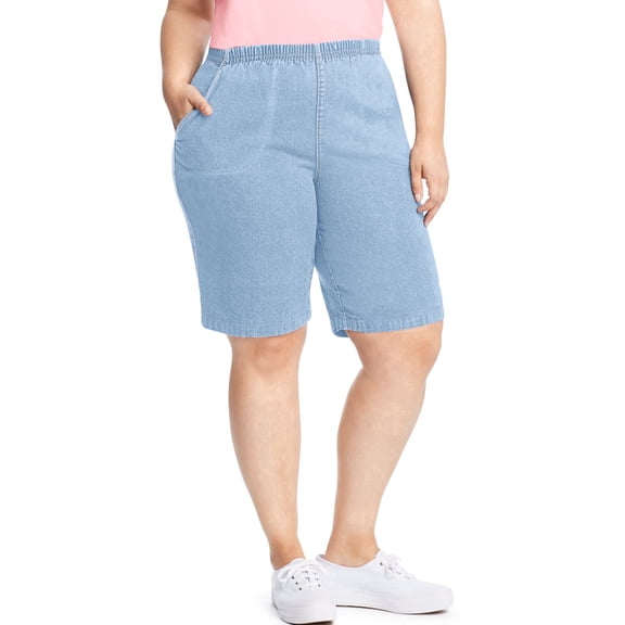 JustMySize Womens 4-Pocket Bermuda Shorts 5X Light Stonewash
