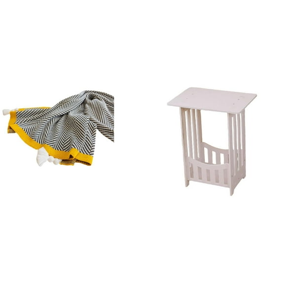 Manta a rayas para dormitorio, sofá cama, silla con mesita de noche portátil y versátil, práctica mesa auxiliar para decoración del hogar.