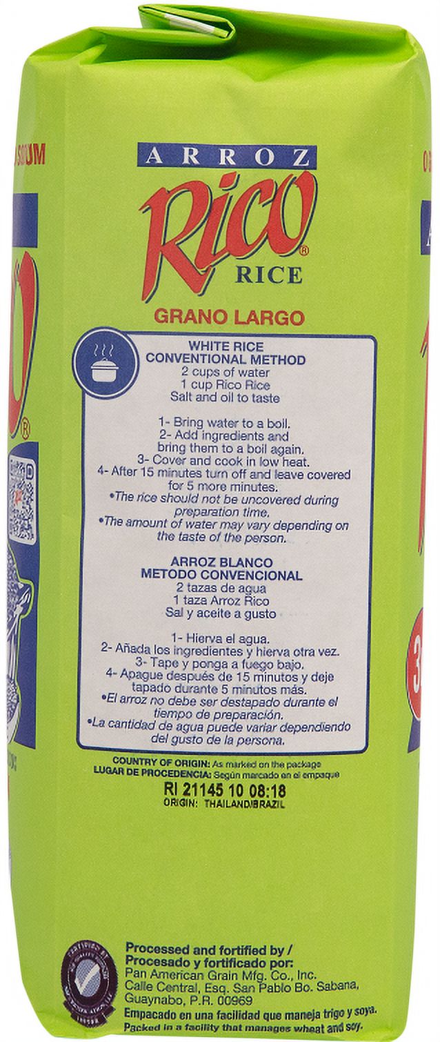 Arroz Rico Rico  Enriched Rice, 3 lbs Panamerican Grain