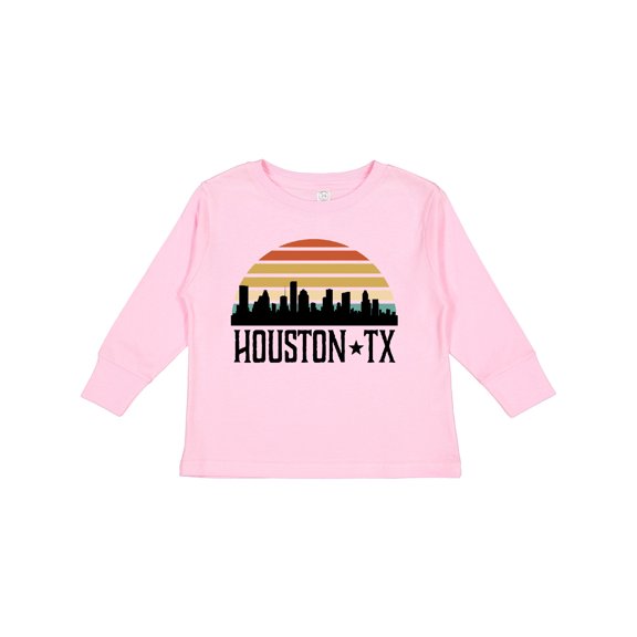 Inktastic Houston Texas Skyline Retro Boys or Girls Long Sleeve Toddler T-Shirt