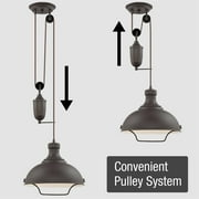 Kira Home Sequoia 13 Farmhouse Pulley Pendant Light, Retractable Design, Adjustable Height, Oil-Rubbed Bronze