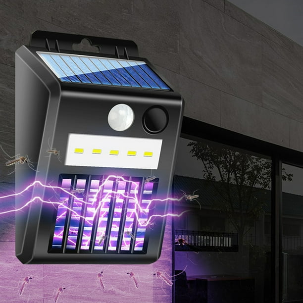 Fiudx Matamosquitos Solar, Luz Led 2 En 1 con Sensor de Movimiento para Exteriores, Repelente de Insectos, Decoración para Patio, Fácil Instalación, Tamaño 15,3 X 10,3 X 6,5 Cm