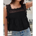 thumbnail image 4 of Women Lace Vest Tanks Y2K Sleeveless Split Side Tie Tank Top Sheer Ruffle Shirt Summer Going Out Crop Tops Black S, 4 of 7