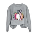 thumbnail image 5 of thefmos Women's Round Neck Halloween Print Pullover Sweatshirt Long Sleeve Solid Color Casual Top Fashion Fall Spooky Season Outfit, Gray XL, 5 of 6