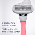 thumbnail image 2 of Flamingo Original Rasoir - Trousse de Rasage pour Femmes pour le Rasage Quotidien - Comprend 1 Manche de Rasoir, 4 Recharges à 5 Lames et 1 Support de Douche - Bande Lubrifiante - Prise Antidérapante - Charnière Flexible - Rose, 2 of 6