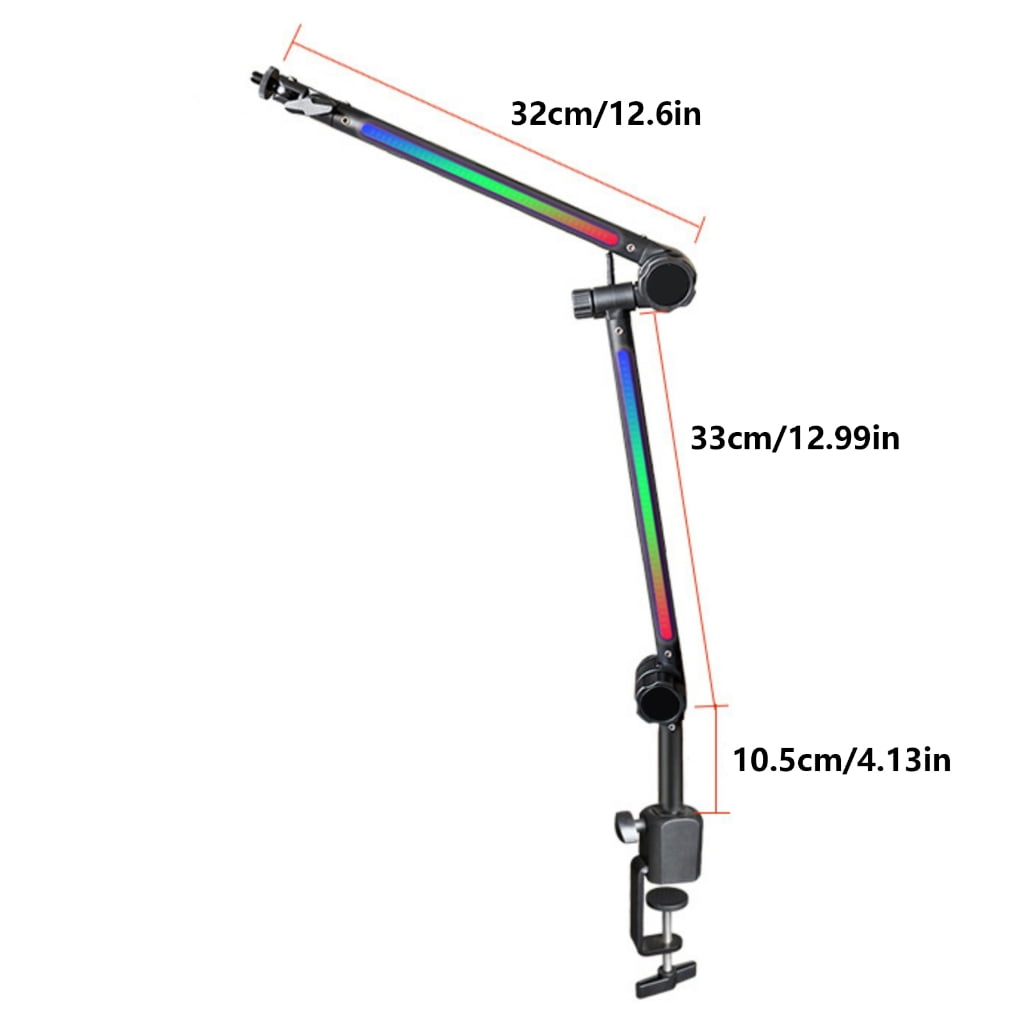Rotatable LED Mic Arm Stand LED Boom Arm Adjustable Mic Stand for Professional Recording Home Studio Broadcasting