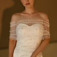 thumbnail image 3 of JZROCKER Elegant Women Bride Shawl Sheer Wrap Wedding Bridal Shinning Shoulder Wrap Elegant Banquets Shawl with Pearl Beads, 3 of 14