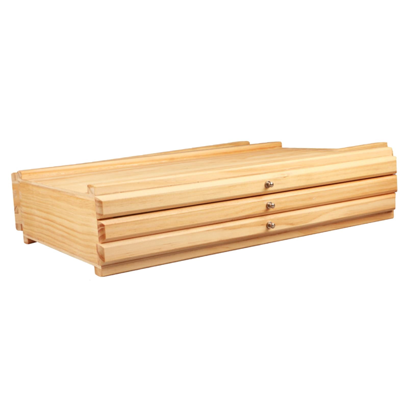 Tachiuwa Artist Supply Storage Box Wood Art Supplies Organizer with Drawer and Compartments for Watercolor Pens Markers Painting Tools 3 Drawer