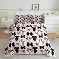 thumbnail image 3 of Manfei Girly Pink Ribbon Bedding Comforter Set for Kids, Kawaii Cartoon Bow-tie Twin Comforter Sets, Princess Bowknot Style Reversible Bedding Set, Luxury Bedroom Decor, 2pcs, 3 of 9
