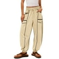 thumbnail image 2 of Barrel Sweatpants Women High Waisted Cinch Bottom Jogger Pants Drawstring High Waist Athletic Baggy Lounge Pant Beige 2XL, 2 of 6