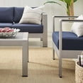 thumbnail image 2 of Modway Shore 4-Piece Aluminum & Fabric Outdoor Patio Set in Silver/Navy, 2 of 17