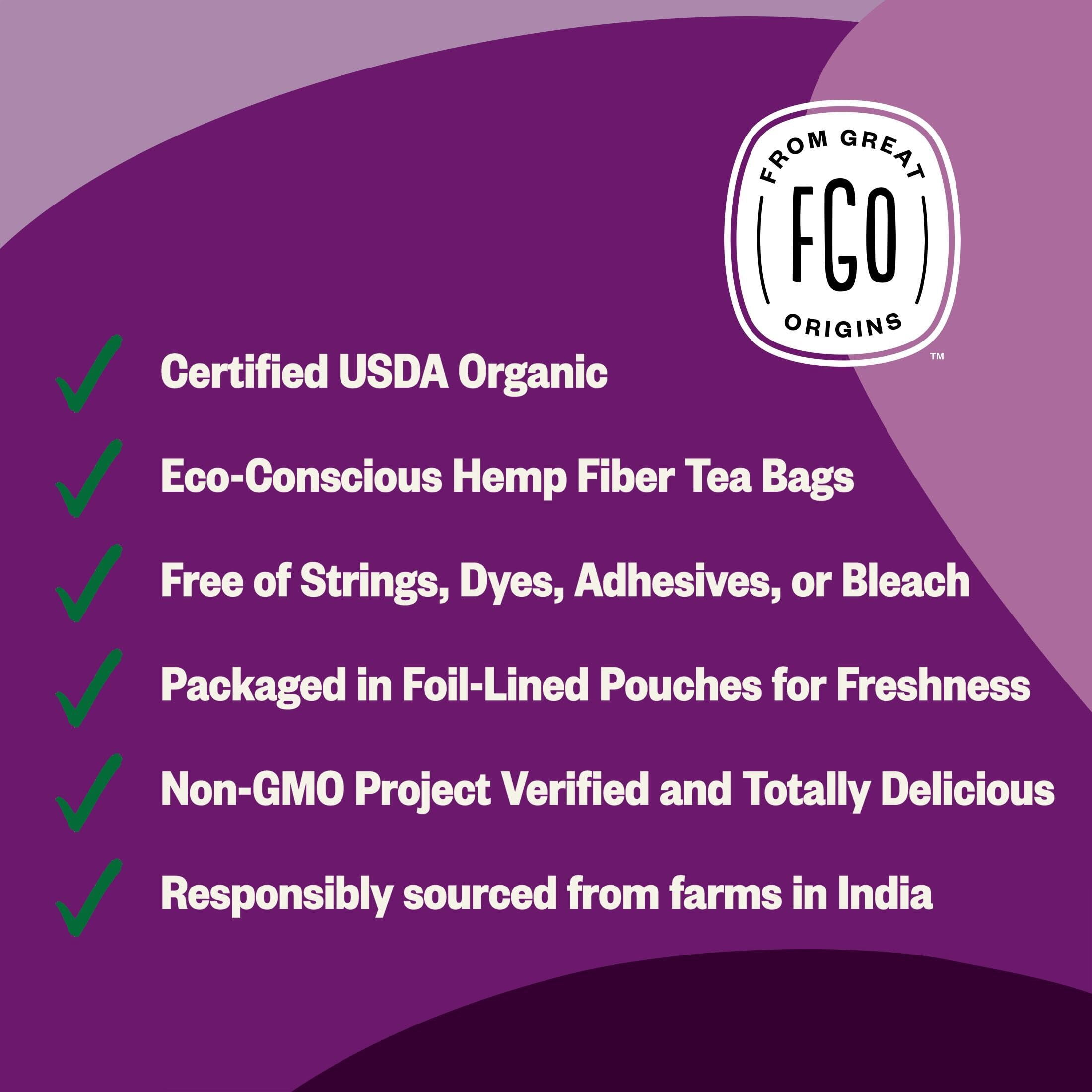FGO Tulsi Tea, Organic, Eco-Conscious Tea Bags (100 Count)