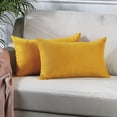 thumbnail image 1 of 3S Brother's Solid Color Cushion Cover Velvet Look Home Décor Throw Pillow Case with Invisible Zipper Set of 2 Pieces for Chair Couch Bedroom & Livingroom Décor Pillowcase - M-Yellow 12"x20" Each, 1 of 9
