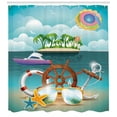 thumbnail image 3 of Tropical Island Palms Sandy Beach Sailboat Helm Anchor Shower Curtain Extra Long, 3 of 3