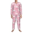 thumbnail image 3 of Balery Pink Flamingo Pijama para Hombre de Dos Piezas con Manga Larga, Conjunto de Dormir y Descanso Suave con Bolsillos-Medium, 3 of 6