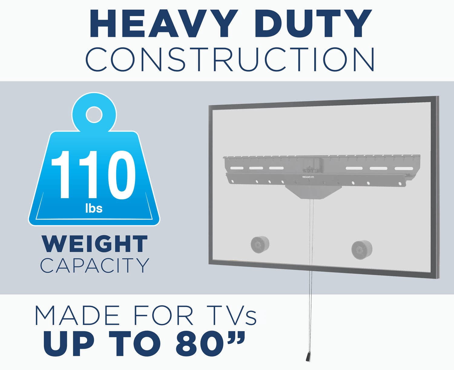 Mount-It! No Stud TV Wall Mount, Heavy Duty for Large TV's, Fits 32" to 80" TV's, Capacity 110 lbs. ,  Low Profile, Mounts with Nails