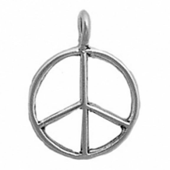 Sterling Silver 16" .8mm Box Chain Peace Sign Pendant Necklace
