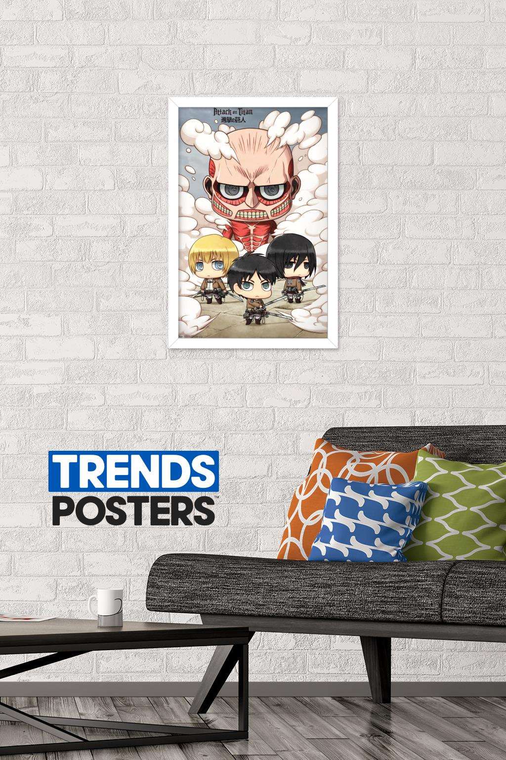 Attack on Titan - Chibi Group Wall Poster, 14.725" x 22.375", Framed