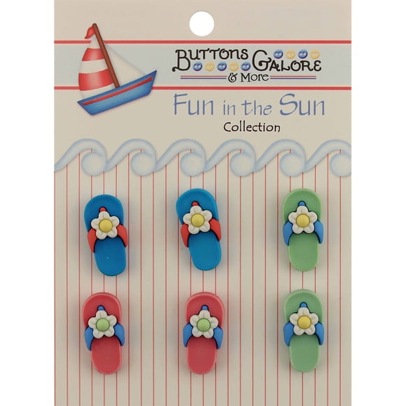 Buttons Galore Fun In The Sun Buttons-Flip-Flops - FN-100