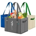 thumbnail image 1 of Bolsas de comestibles reutilizables Green Bulldog – Bolsas de compras reutilizables resistentes con asas largas plegables y plegables con capacidad para hasta 65 libras – Bolsas de mano para cocina, p, 1 of 9