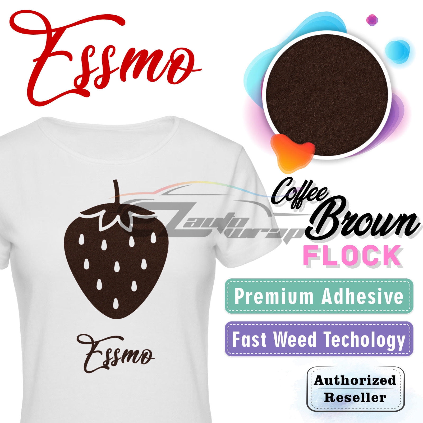 ESSMO Coffee Brown Flock Heat Transfer Vinyl HTV Sheet T-Shirt 20" Wide Iron On Heat Press DF19 20"x240"