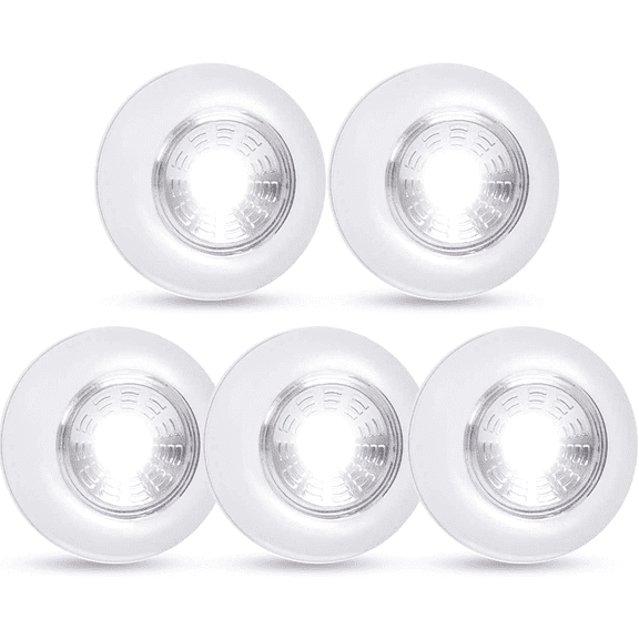 Dream Master 5 Pack LED Battery-Powered Wireless Night Light Stick Tap Touch Lamp Stick-on Push Light for Closets, Cabinets, Counters, or Utility Rooms,Cordless Touch Light(Cool White)
