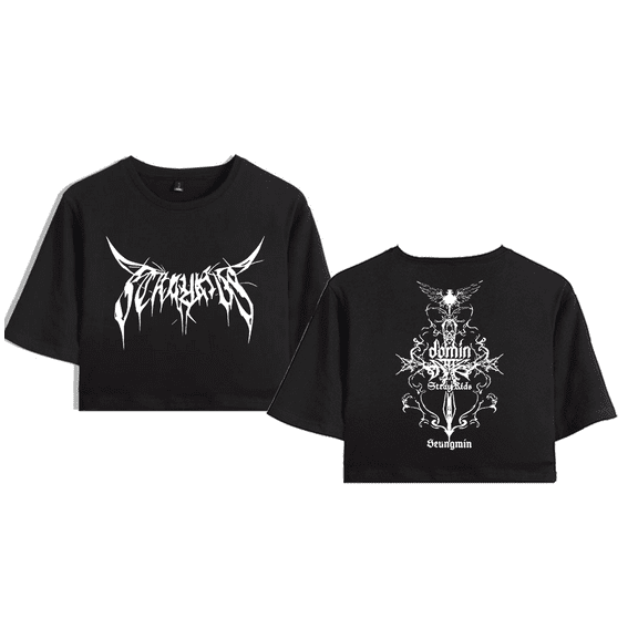 Stray Kids Merch World Tour Crop Top Midriff-Baring T-shirt Women Girl Short Sleeve